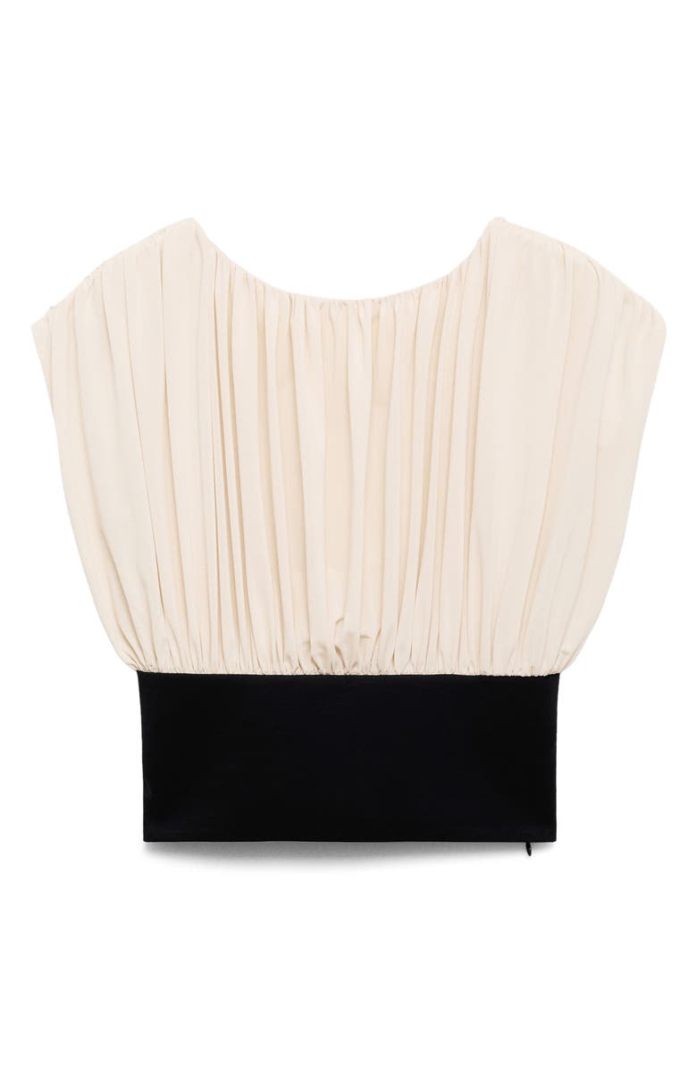 MANGO Draped Pleated Crop Top, Alternate, color, Ecru