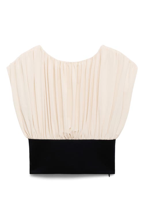 Mango Draped Pleated Crop Top In Neutral