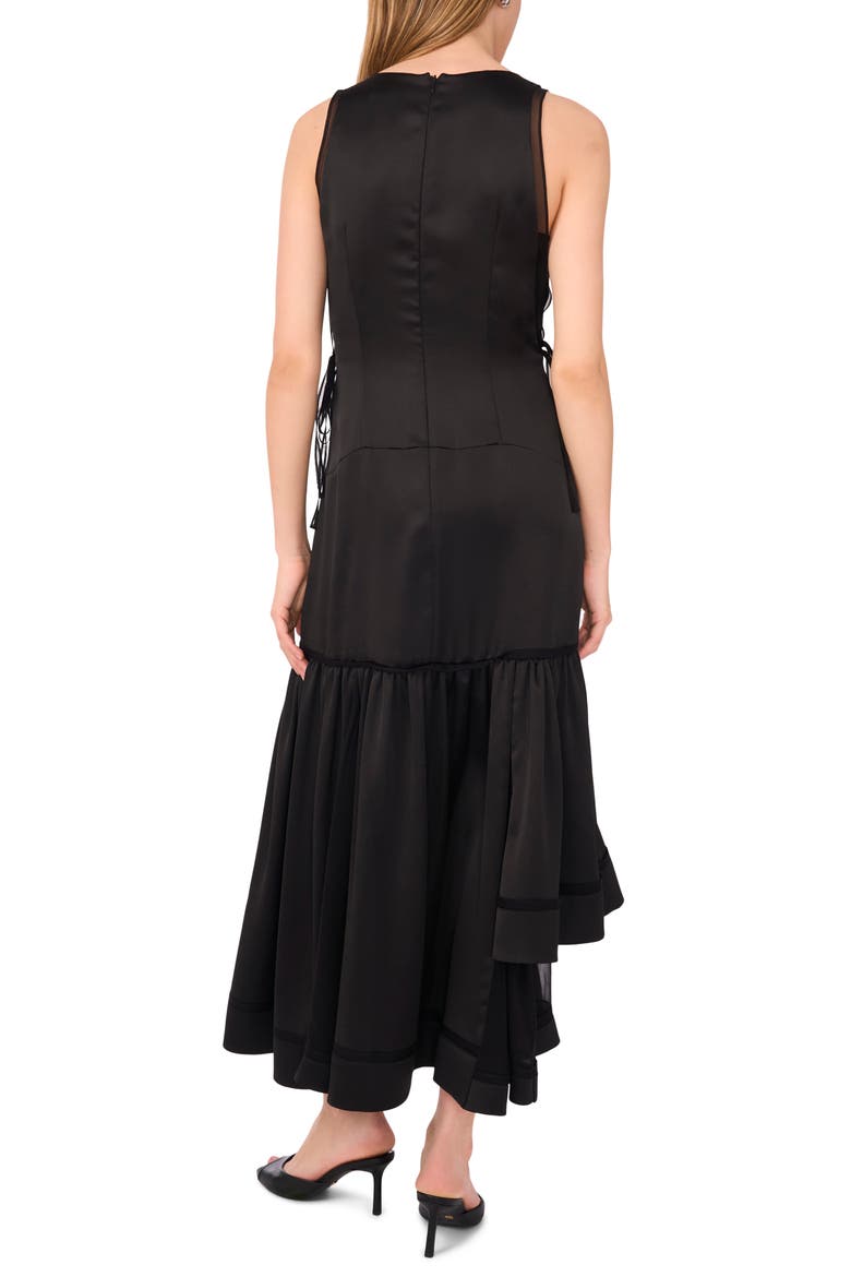 Sleeveless V-Neck Asymmetric Midi Dress, Alternate, color, RICH BLACK
