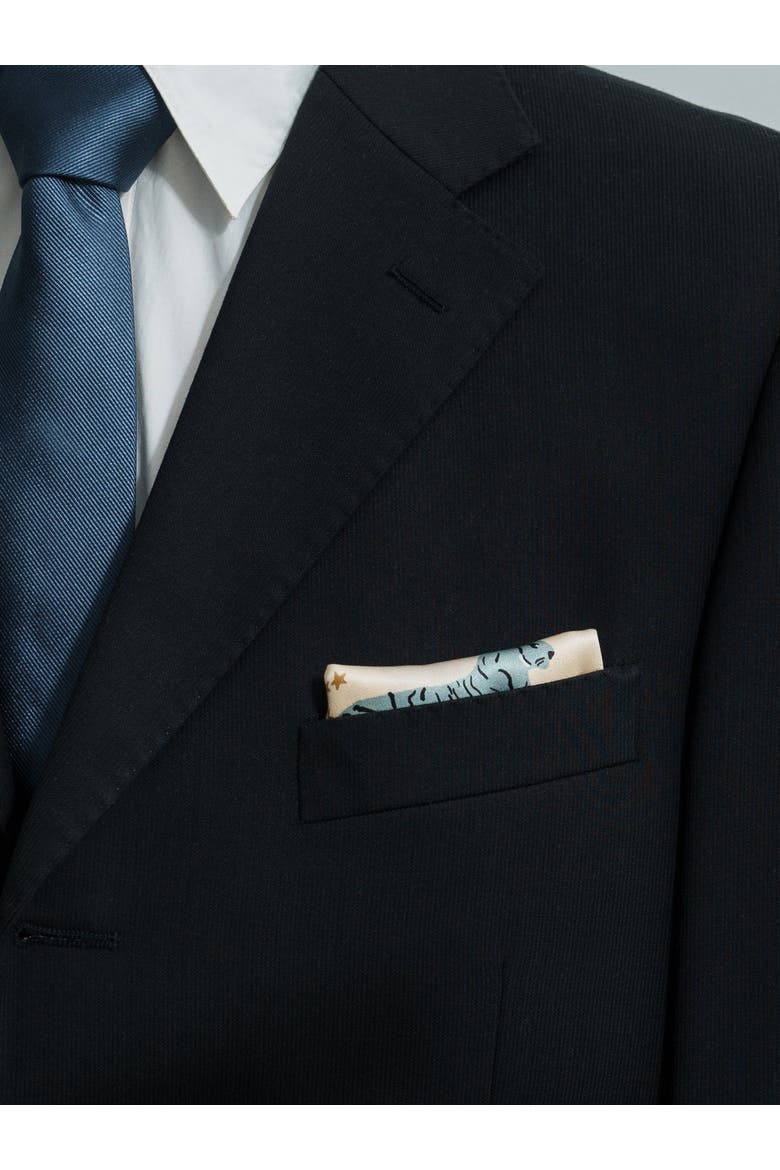 Neon Tigers Silk Pocket Square, Alternate, color, Blue