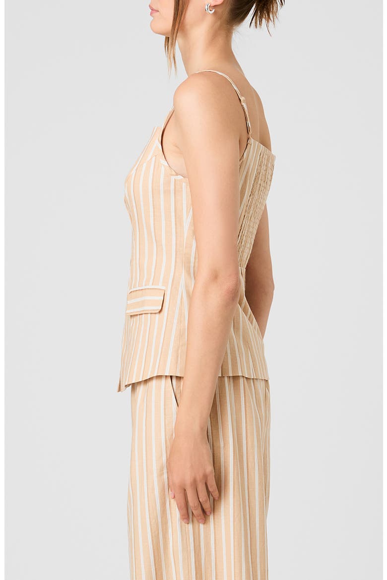 Tailored Sleeveless Linen Top, Alternate, color, SANDLOT STRIPE
