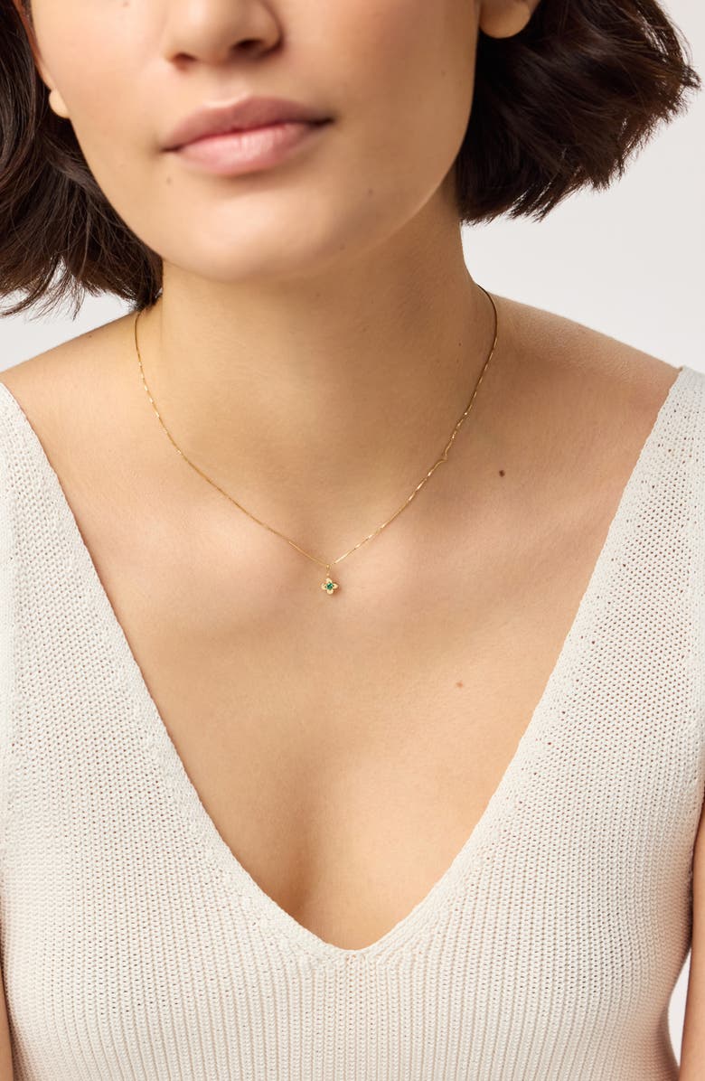 Ana Luisa Gold Pendant Necklace - Emerald Flower Charm Necklace, Alternate, color, Gold