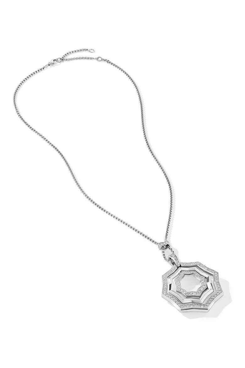 Stax Zig Zag Pavé Diamond Pendant Necklace, Alternate, color, STERLING SILVER