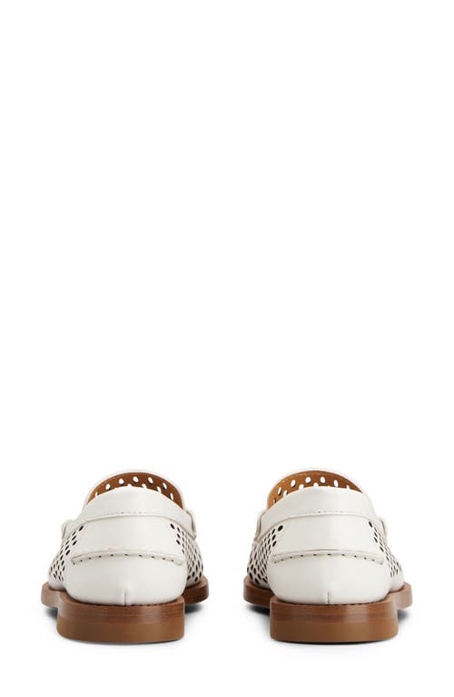 Tod's Perforated Leather Driver Penny Loafers In Bianco Calce