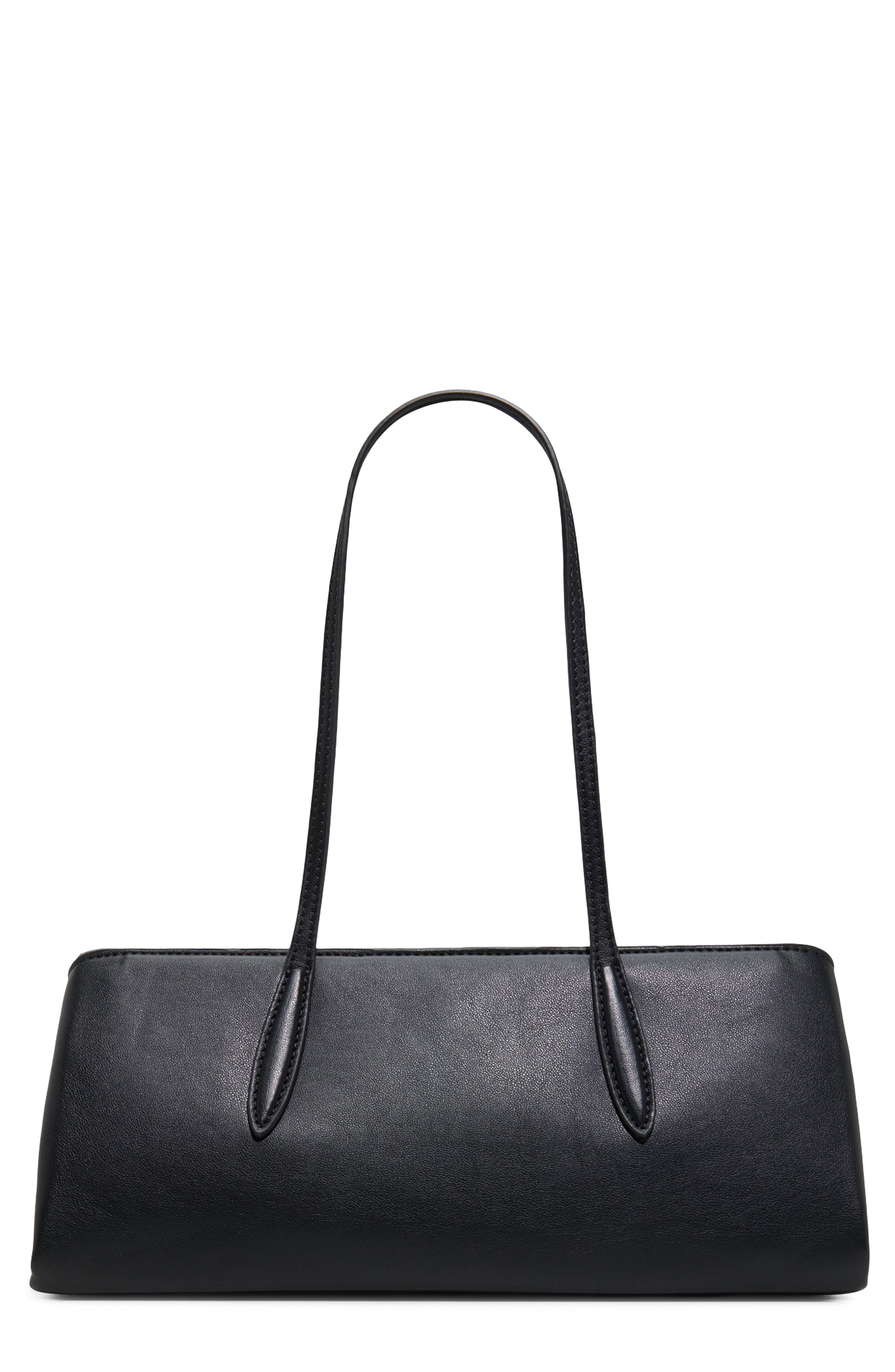 Morrisa Faux Leather Satchel, Main, color, BLACK
