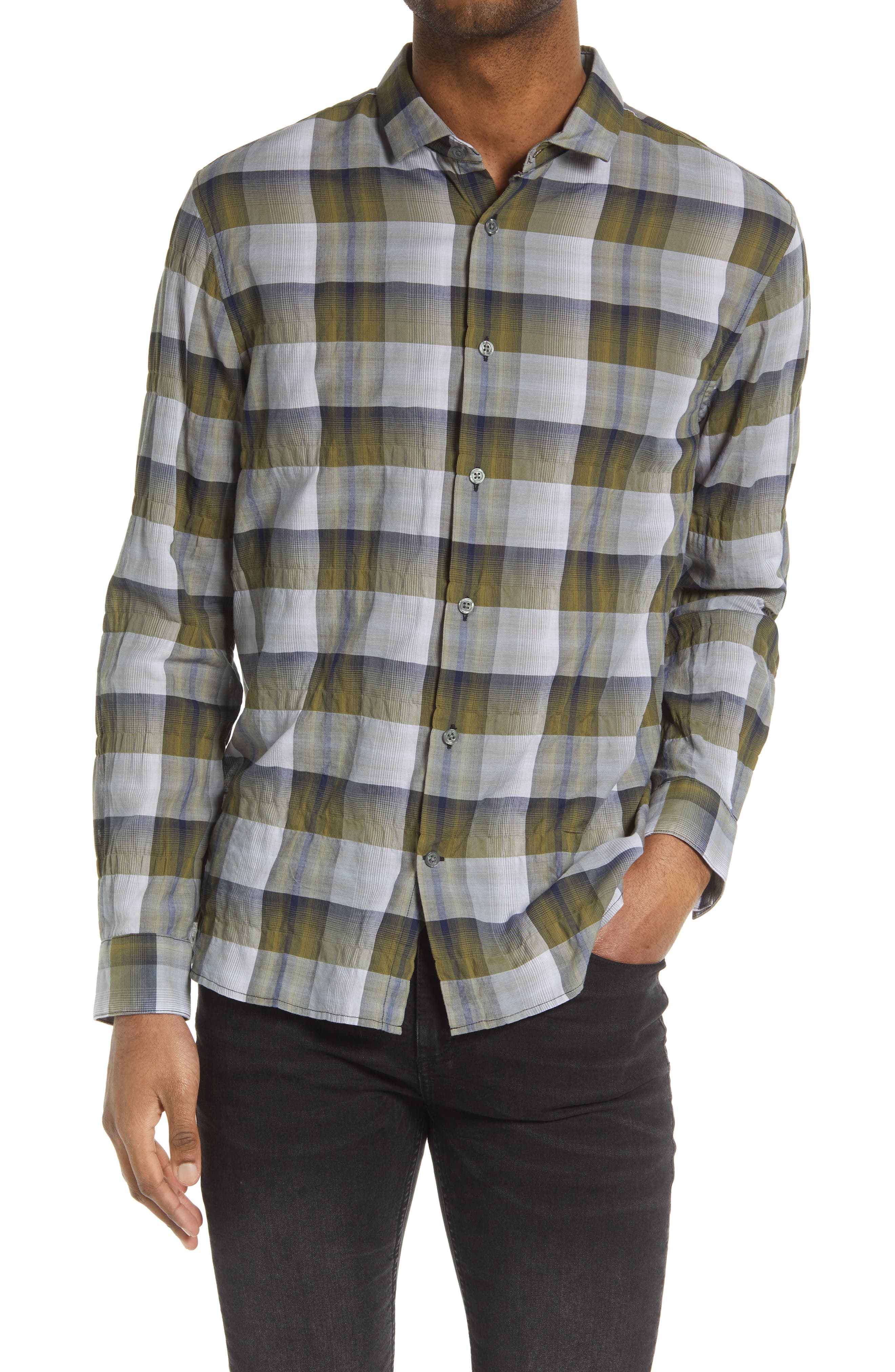 John Varvatos Ross Slim Fit Plaid Button-Up Shirt