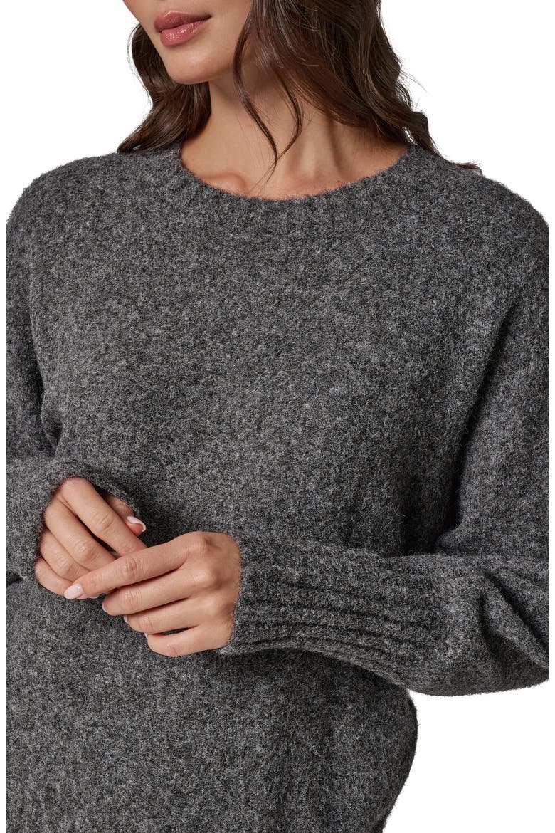 Drop Shoulder Crewneck Sweater, Alternate, color, HEATHER CHARCOAL