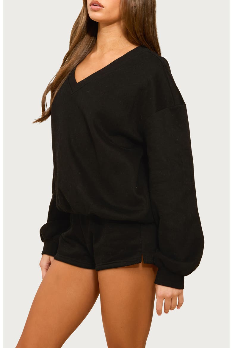 Bronte V-Neck Sweatshirt, Alternate, color, BLACK
