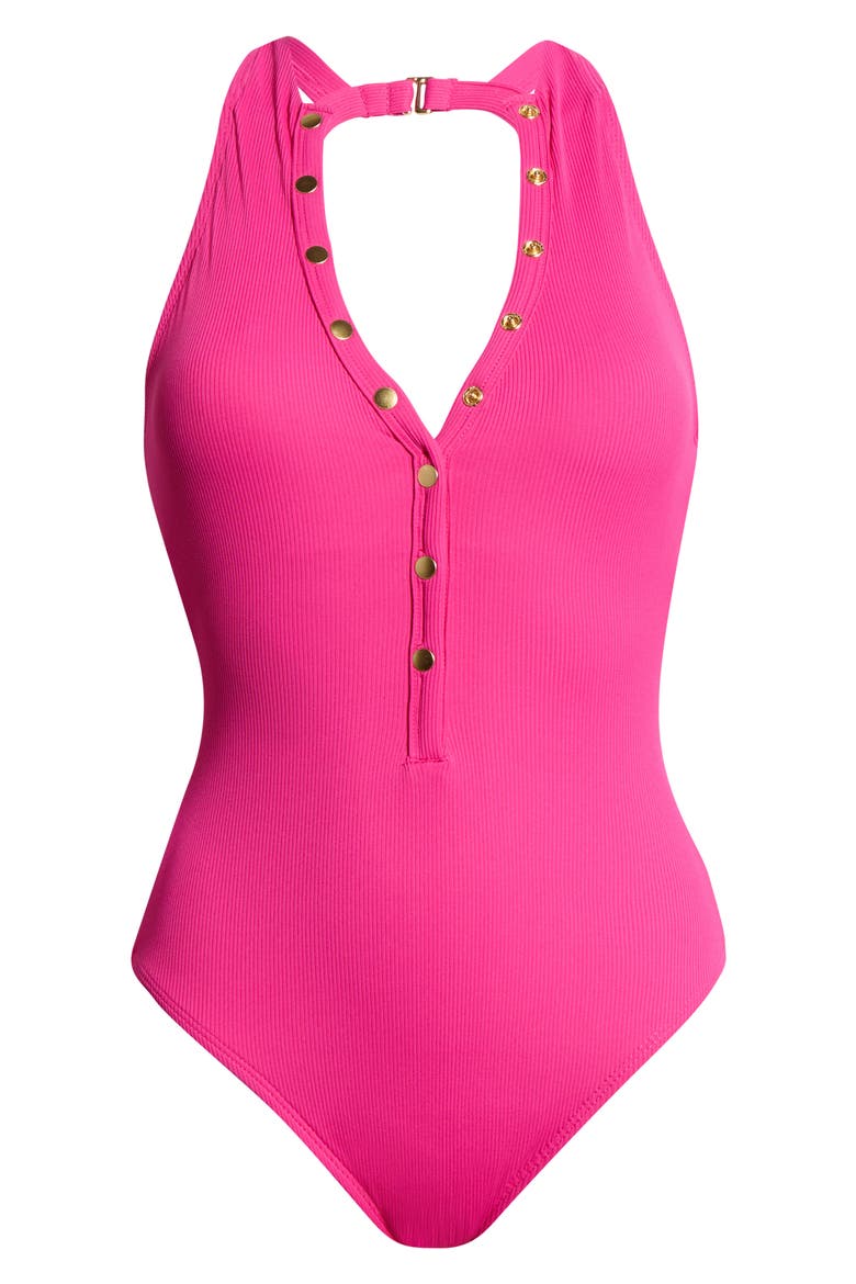 Amy Rib One-Piece Swimsuit, Alternate, color, DRAGON FRUIT