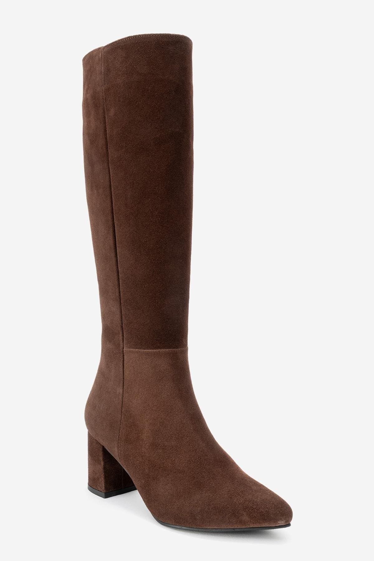 Sejas Leather Block Heel Knee-High Boot, Alternate, color, Brown Suede Leather