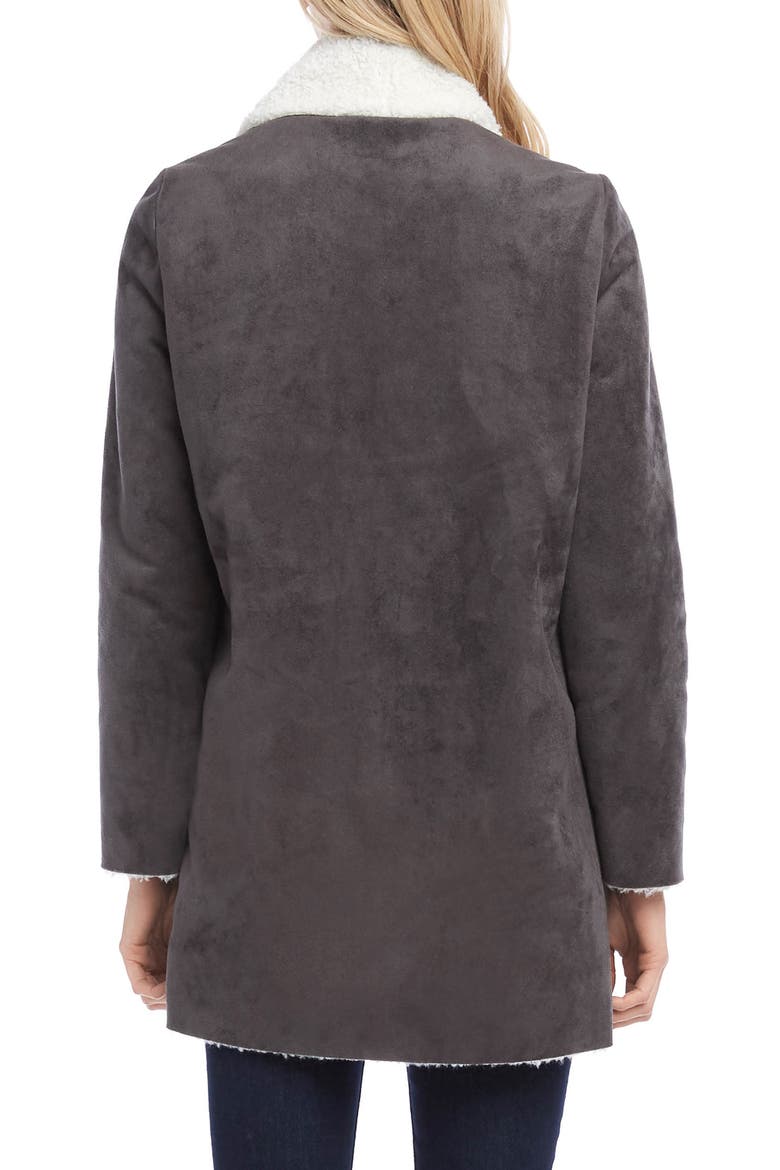 Faux Shearling Coat, Alternate, color, GREY