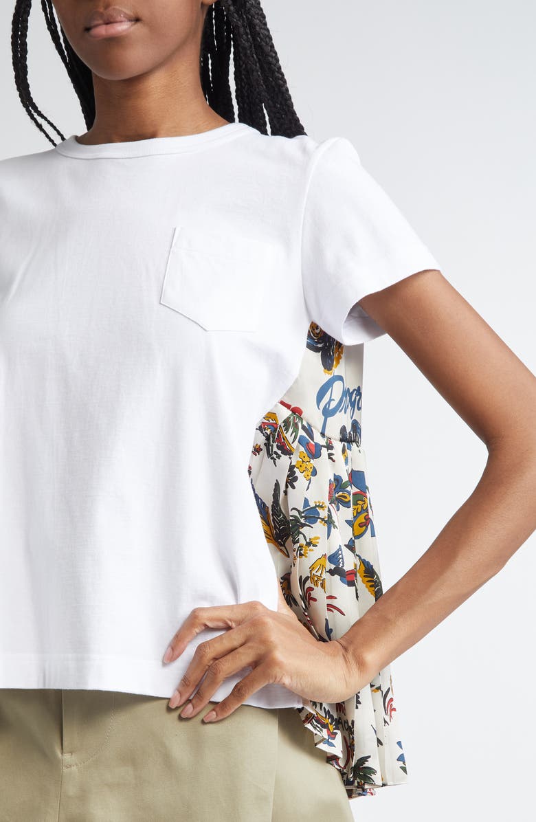 Sacai Race Car & Tropical Print Mixed Media T-Shirt | Nordstrom