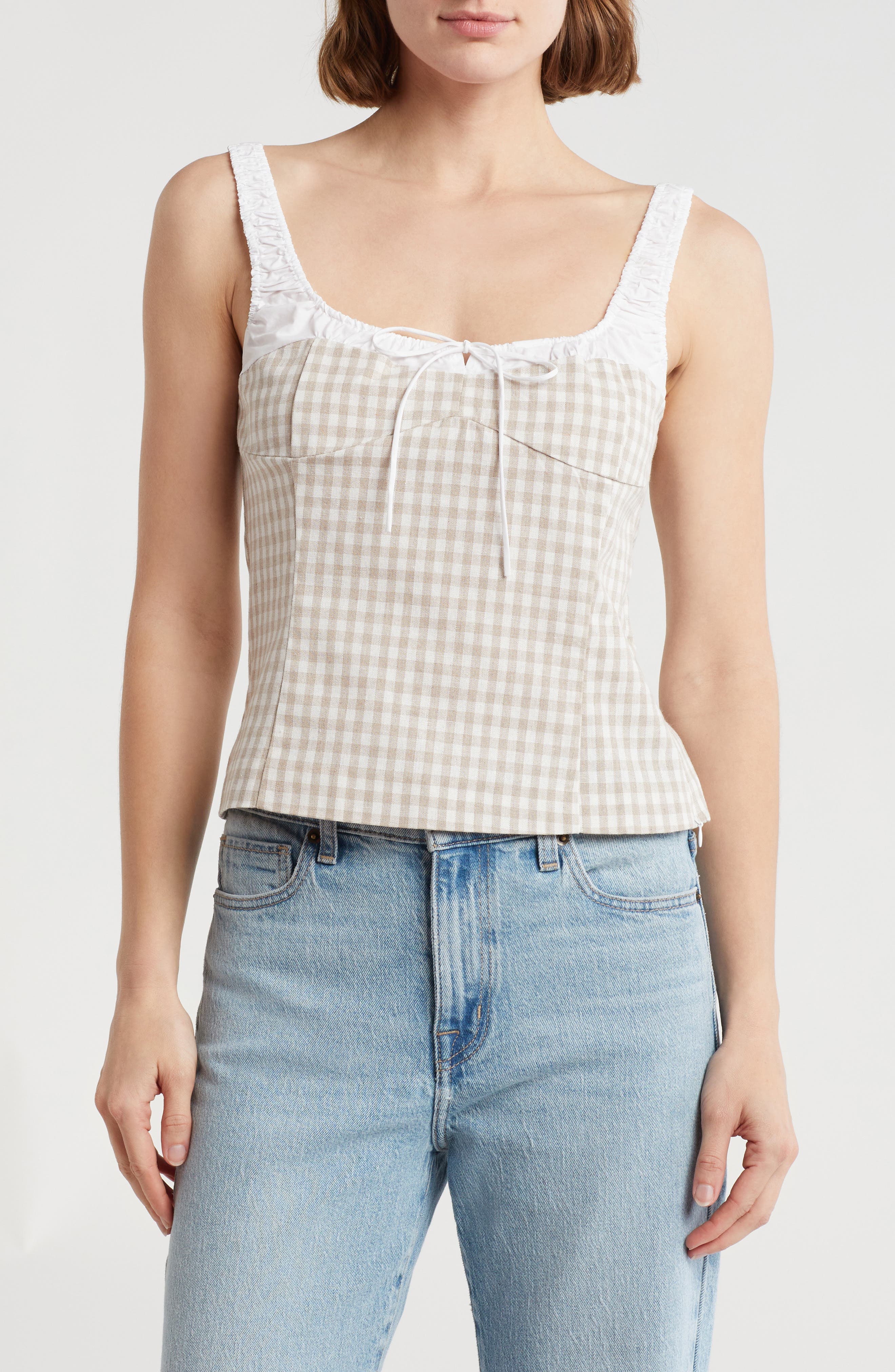 Elodie Gingham Fitted Crop Top
