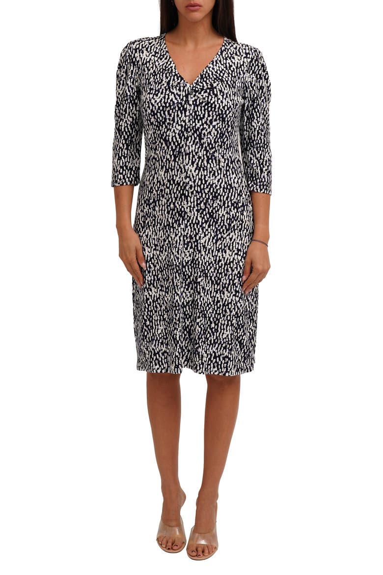 Twist Front Rib Print Dress, Main, color, KALI PRINT