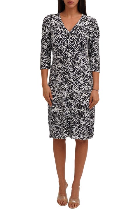 Twist Front Rib Print Dress