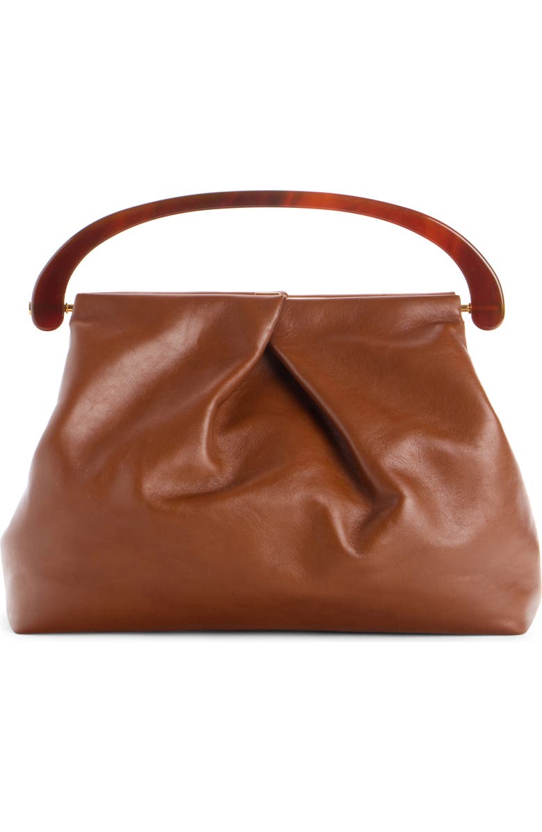 Dries Van Noten Pleated Leather Top Handle Bag, Main, color, Tan 712