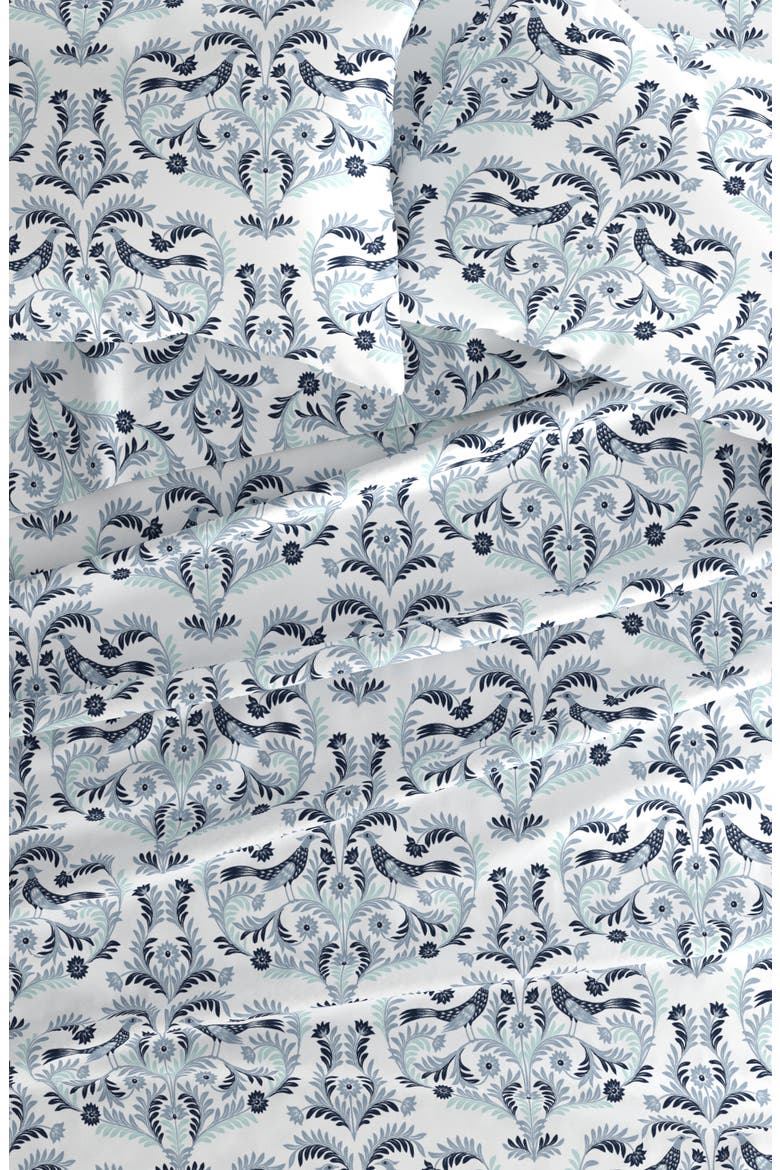 HOME SPUN Premium Ultra Soft Garden Estate Pattern 4-Piece Bed Sheet Set, Alternate, color, NAVY