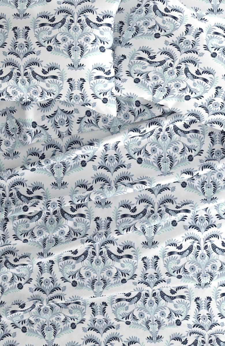 HOMESPUN HOME SPUN Premium Ultra Soft Garden Estate Pattern 4-Piece Bed Sheet Set, Alternate, color, Navy