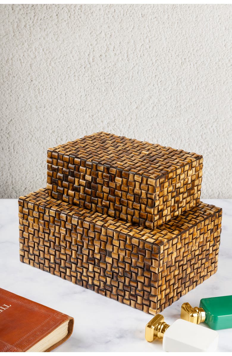 GAURI KOHLI Nomad Decorative Boxes, Main, color, Brown