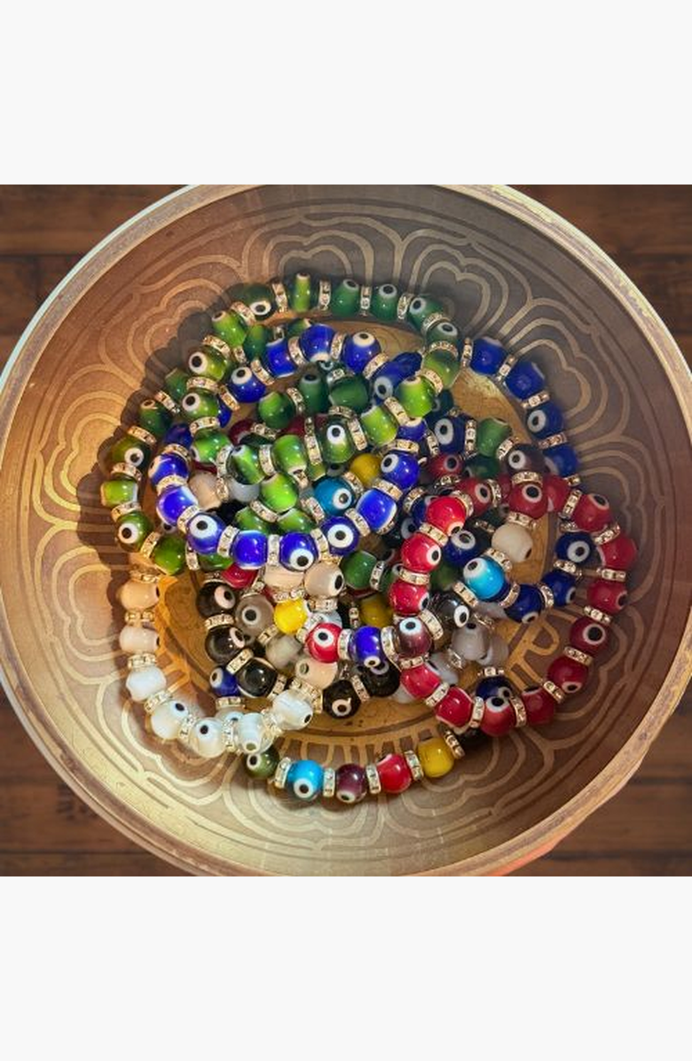 Humanist Beauty Evil Eye Beaded Bracelet, Alternate, color, Black