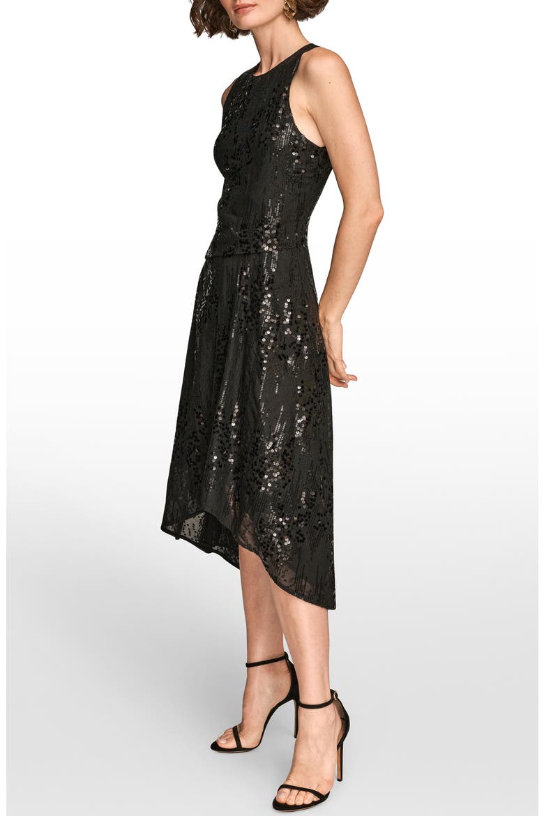 Sequin Sleeveless Midi Dress, Alternate, color, BLACK