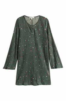 Love, Fire Kids' Floral Plissé Long Sleeve Dress
