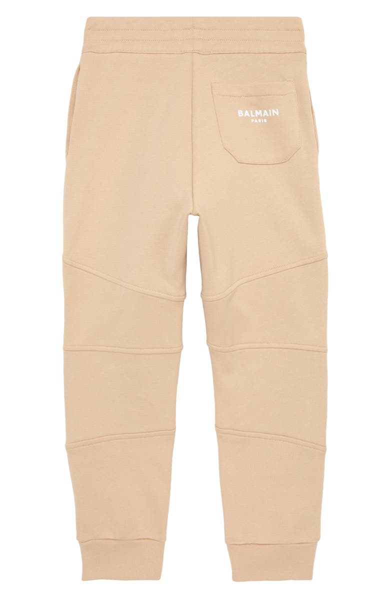 Balmain Kids' Logo Moto Detail Cotton Joggers, Alternate, color, 