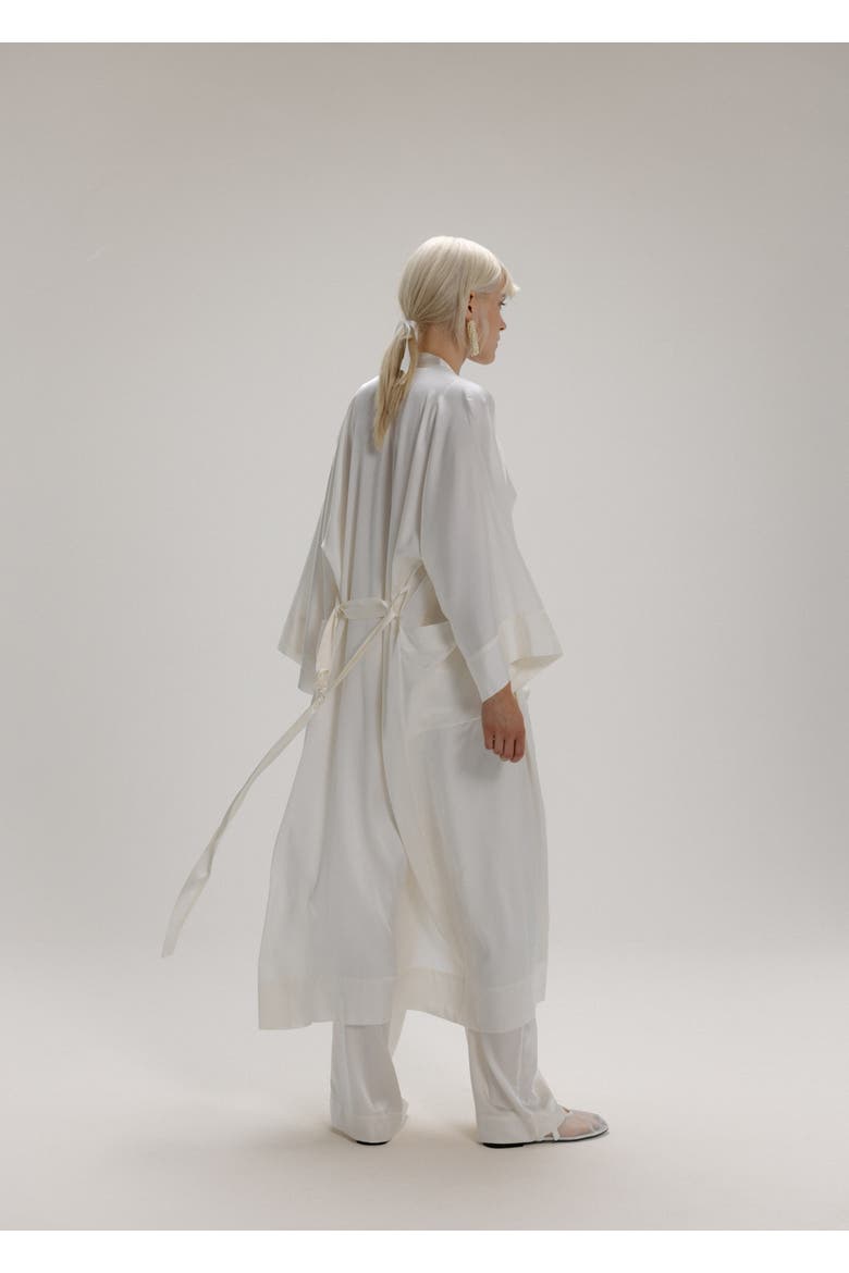 Silk Long Sleeve Robe, Alternate, color, Milk White