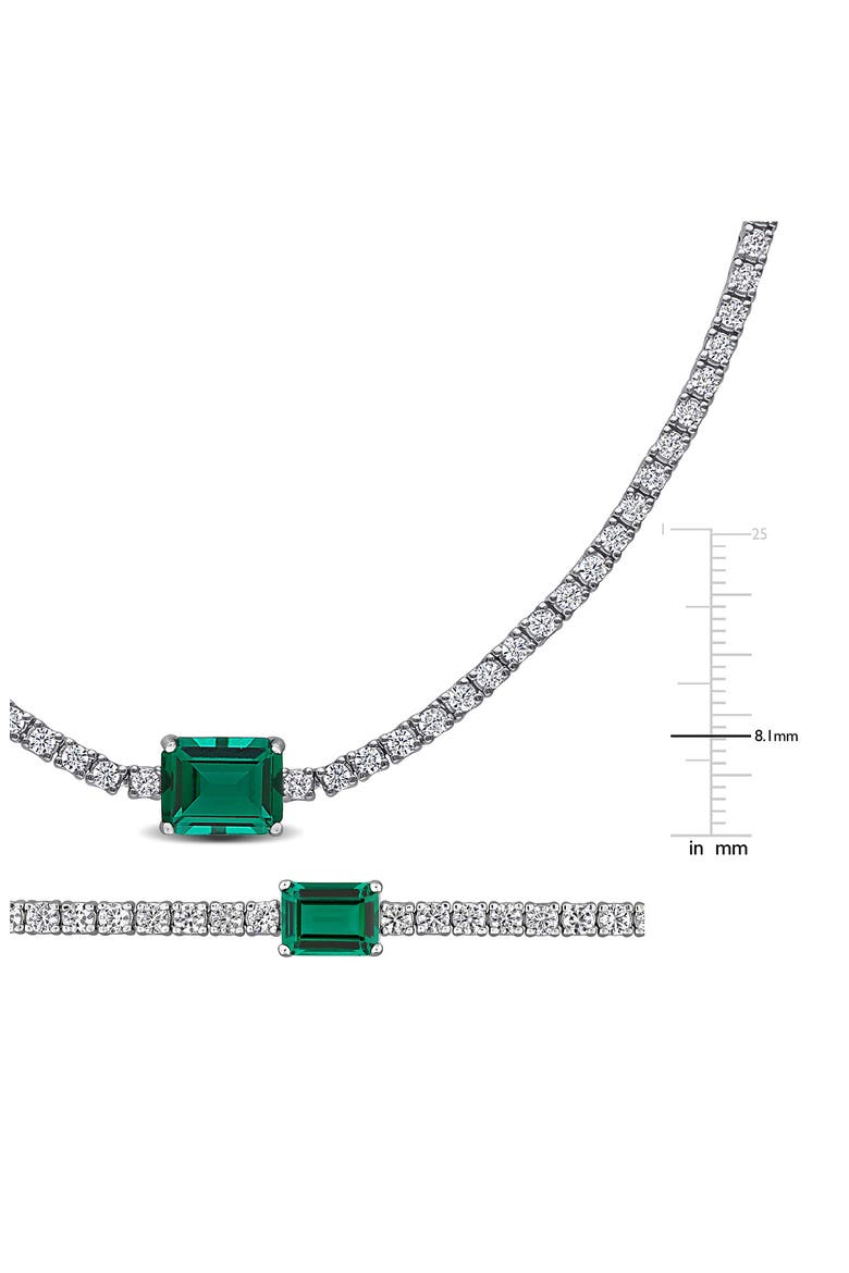 Lab-Created White Sapphire & Lab-Created Emerald Tennis Necklace & Bracelet Set, Alternate, color, GREEN