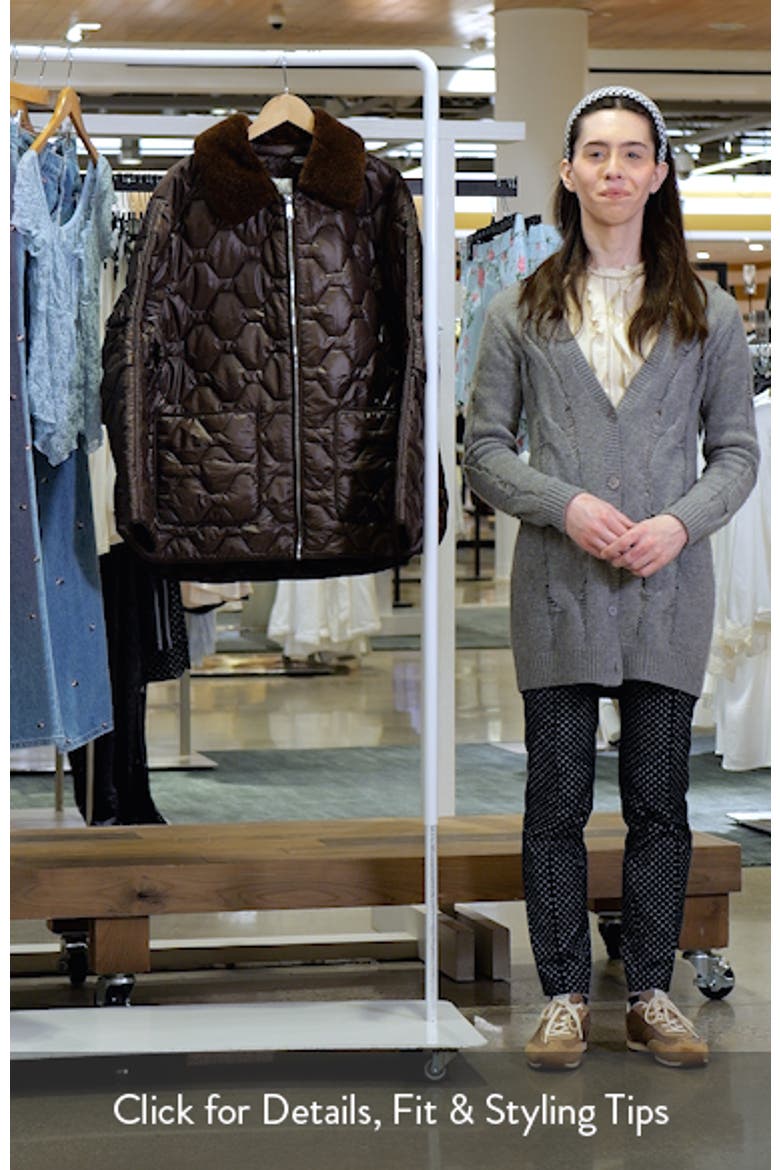 Wide Hexagon Quilted Coat with Removable Faux Fur Collar video