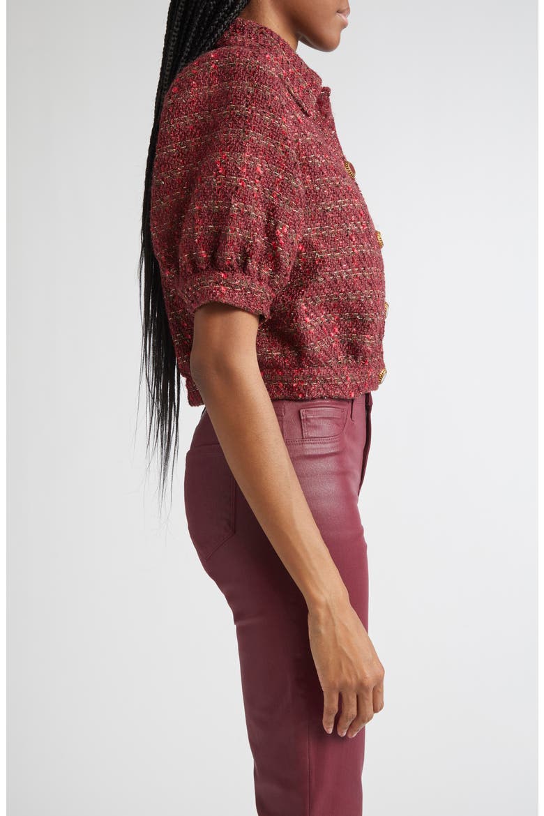 Tweed Check Puff Sleeve Jacket, Alternate, color, BROWN/BLK CHERRY MULTI TWEED