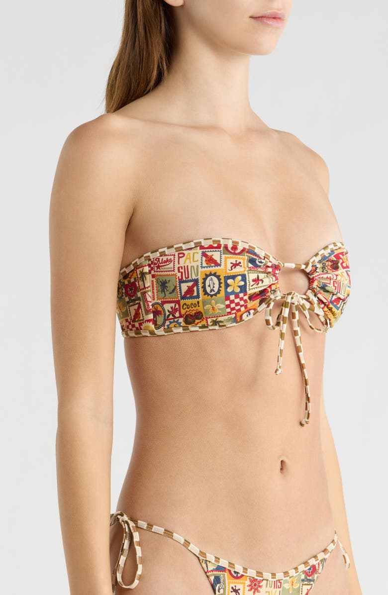 PacSun Jasper Strapless Bandeau Bikini Top, Alternate, color, Yellow Multi