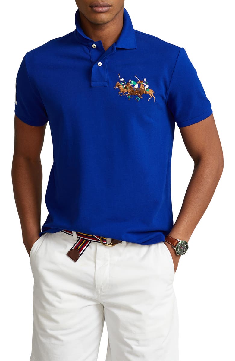 Polo Ralph Lauren Triple Pony Embroidered Piqué Polo, Main, color,
