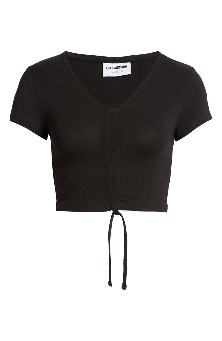 Noisy may Cropped Ruched Knit Top, Alternate, color, 