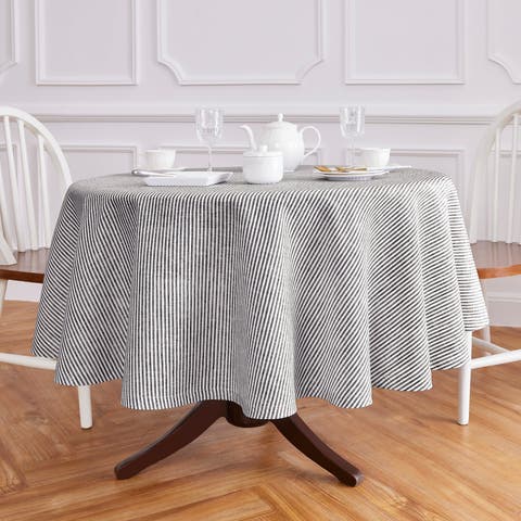 Linen Round Tablecloth - Narrow Stripe