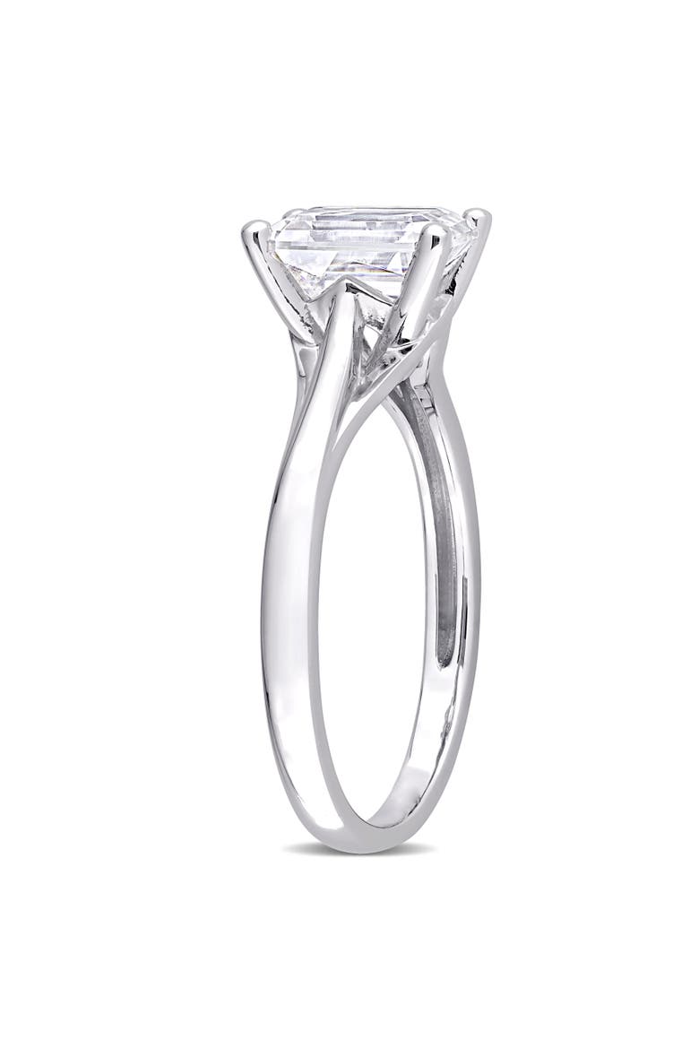Moissanite Emerald Solitaire Ring 10k, Alternate, color, 10k White Gold