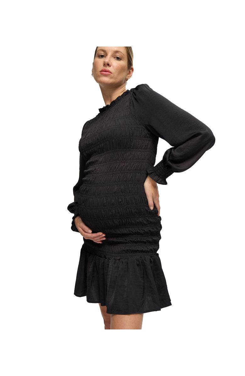 Ingrid & Isabel Short Smocked Occasion Maternity Dress, Alternate, color, Black