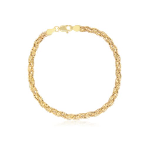 The Lovery Fine Jewelry Braided Matte Herringbone Bracelet In Gold