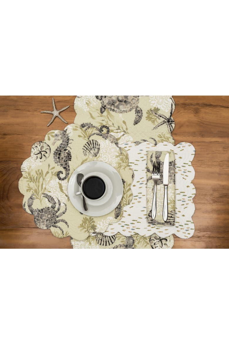 Cannon Beach Cotton Cloth Napkin Machine Washable Set of 6, Alternate, color, Green
