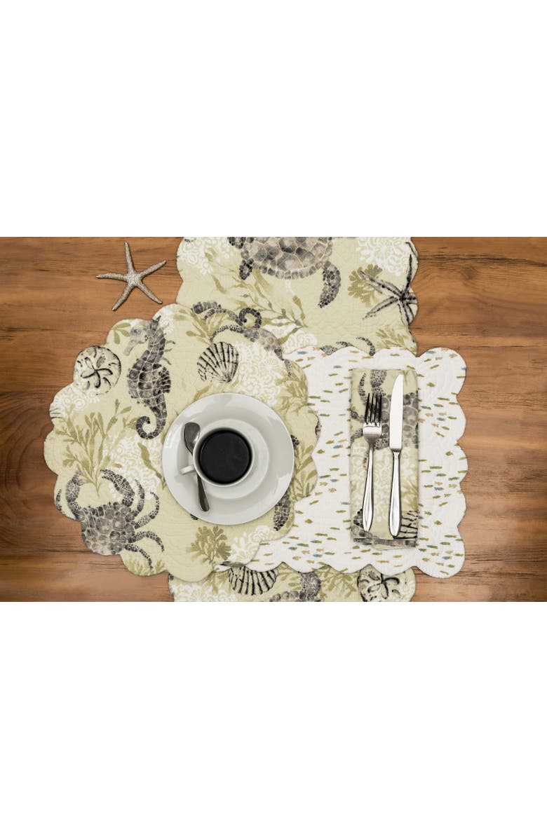 C&F Home Cannon Beach Cotton Cloth Napkin Machine Washable Set of 6, Alternate, color, Green