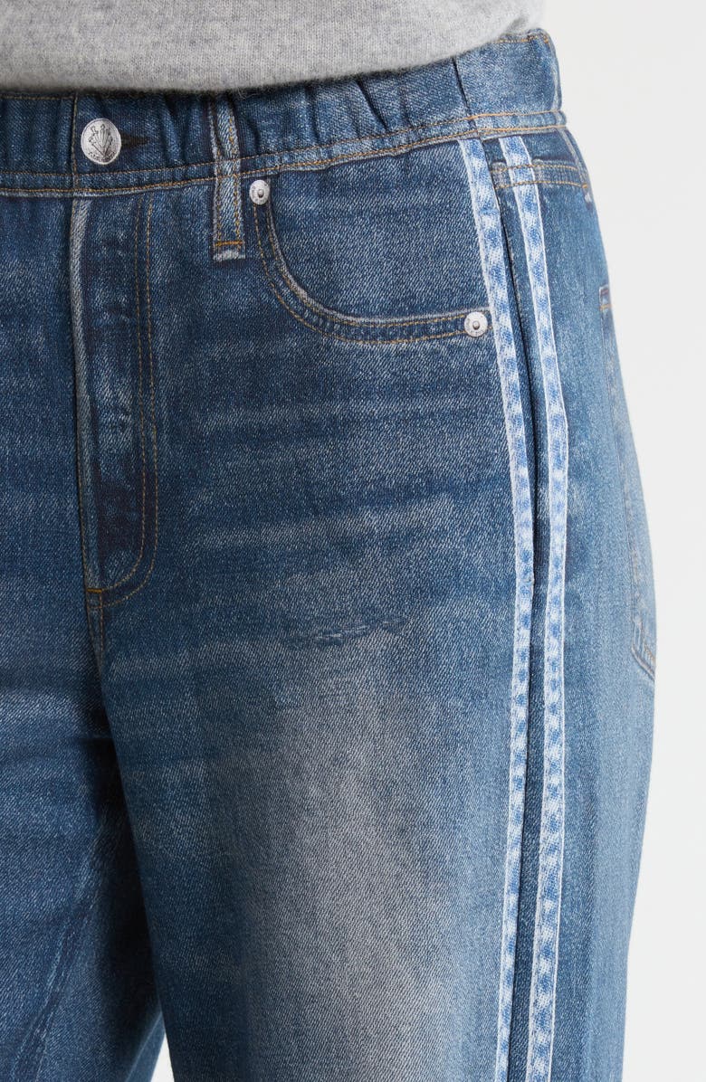 rag 
bone Miramar Side Stripe High Waist Wide Leg Cotton Terry Sweatpant Track Pants, Alternate, color, Carnation Stripe