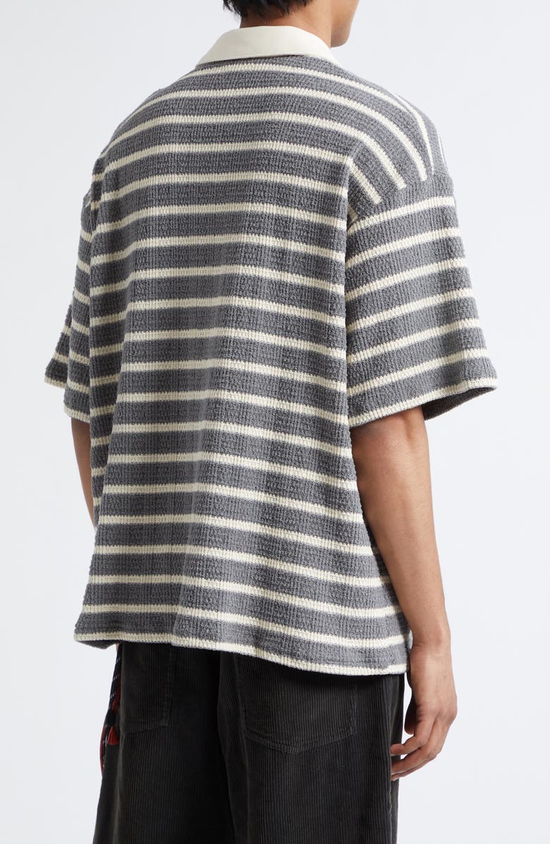 SONG FOR THE MUTE Gym Stripe Bouclé Polo, Alternate, color, Grey