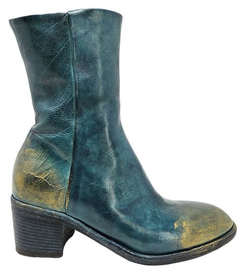 Hand Rubbed Metallic Ankle Boot