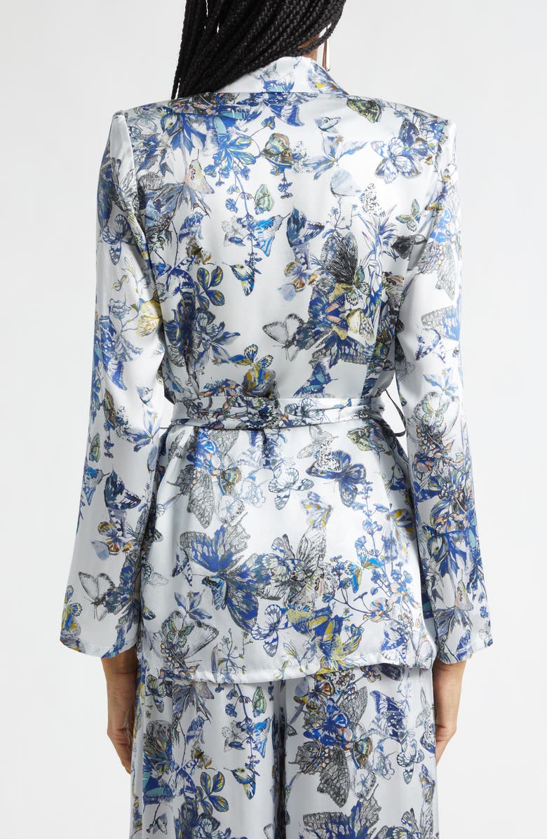 L'AGENCE Ciara Silk Wrap Jacket, Alternate, color, Gray Multi Watercolr