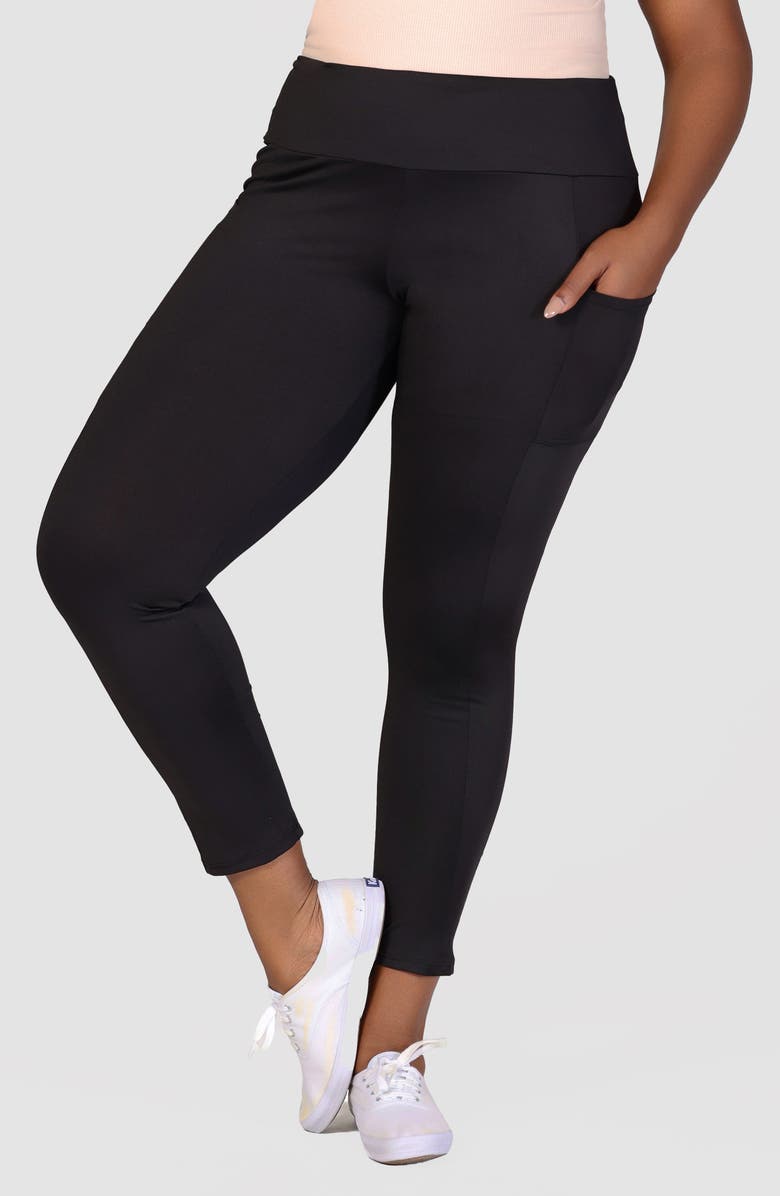 24seven Comfort Apparel Ankle Length Pocket Leggings, Main, color, Black
