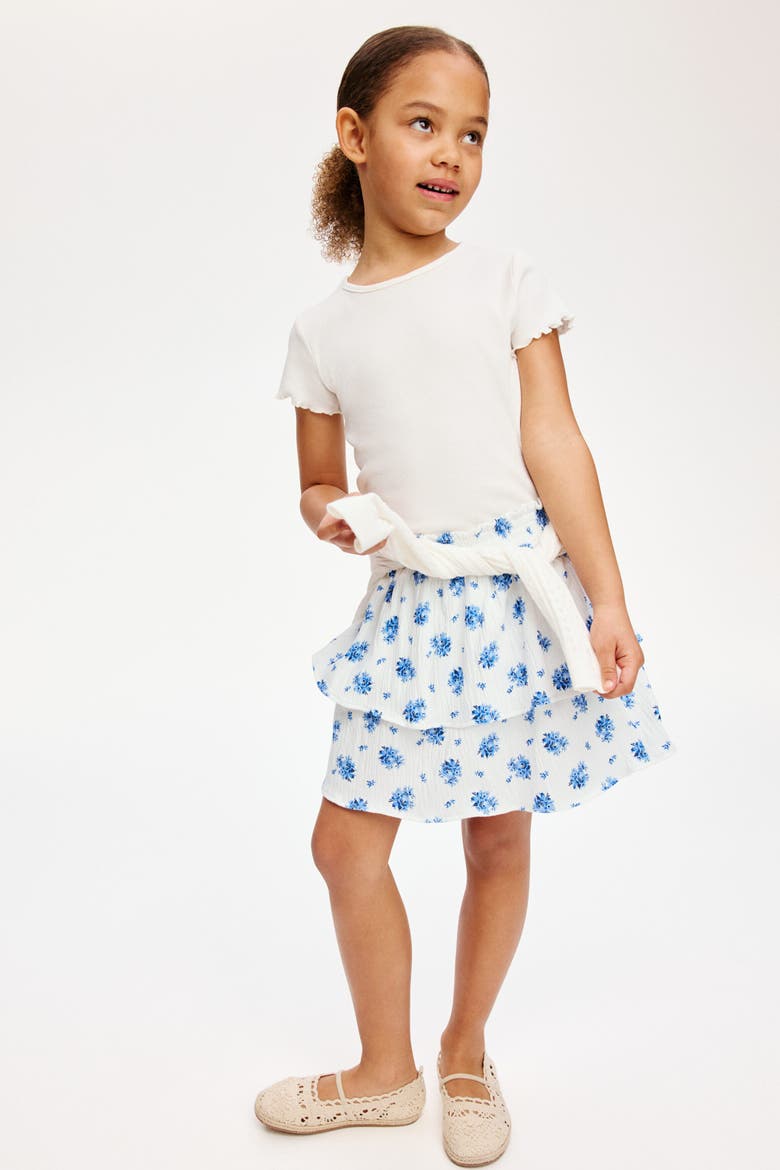 Tiered Crinkled Skirt, Alternate, color, White/floral