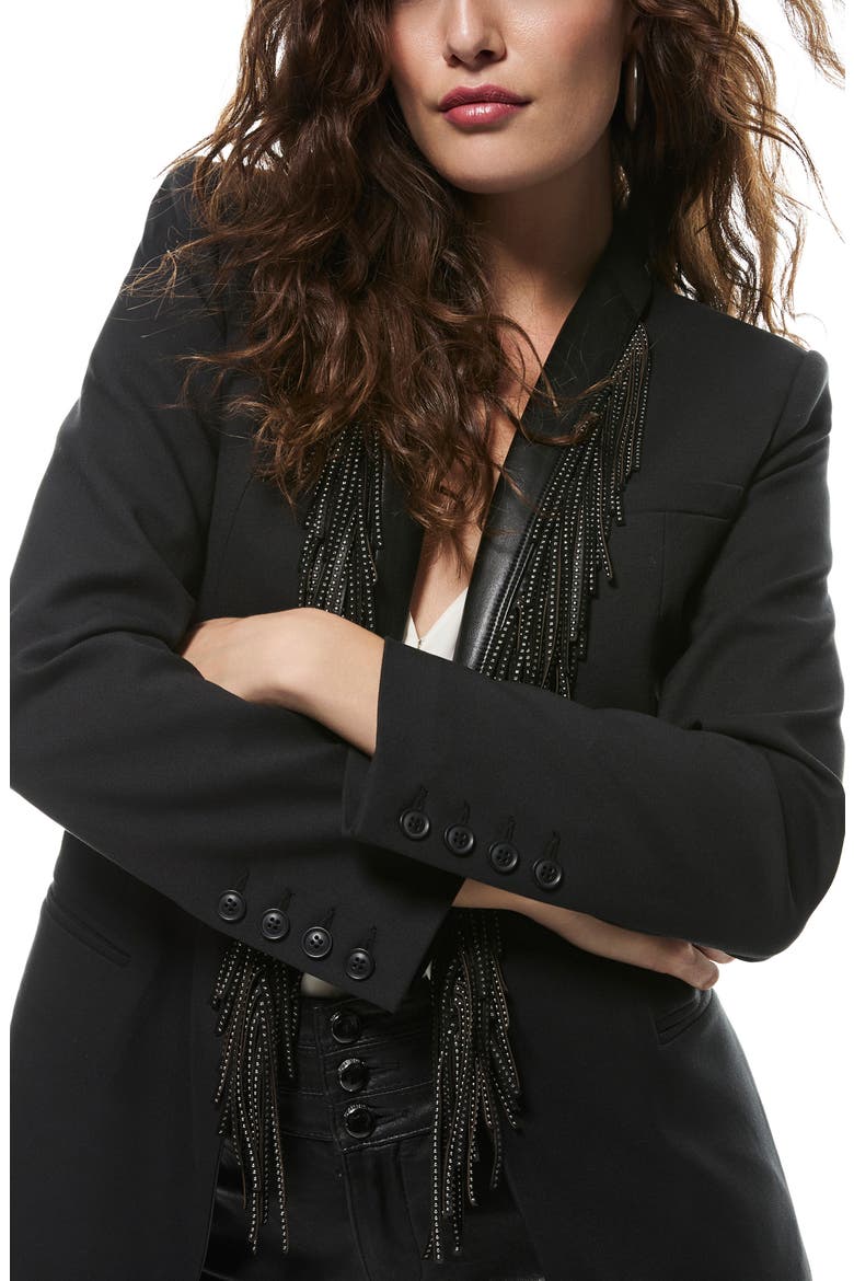 Fleetwood Embellished Fringe Blazer, Alternate, color, BLACK