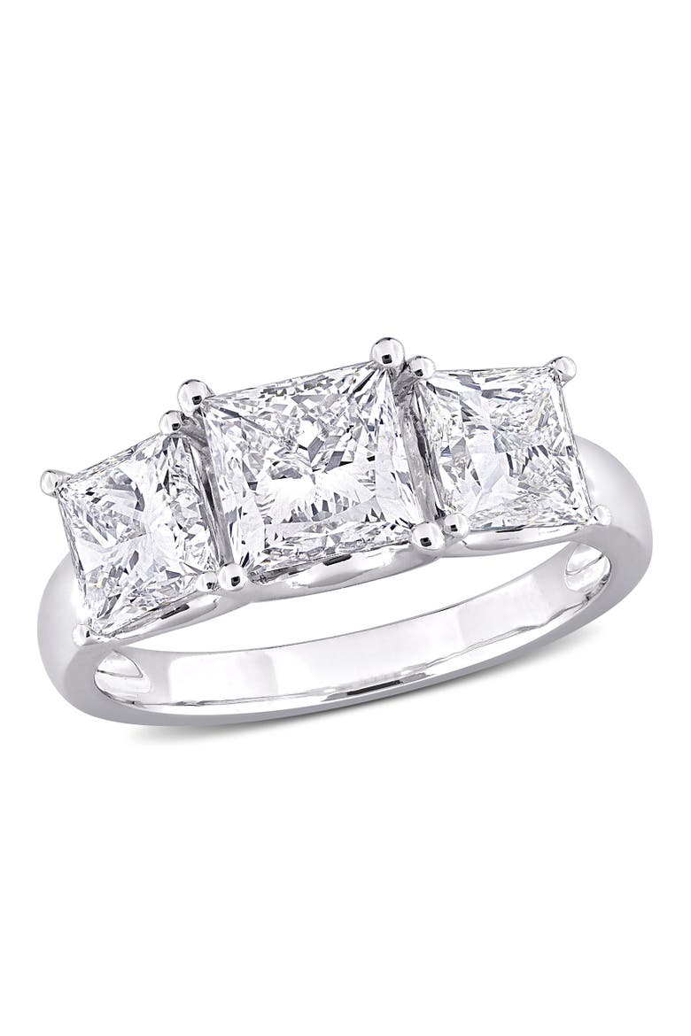 3-1/2 CTW Lab-Grown Diamond Princess 3-Stone Ring, Main, color, White Gold