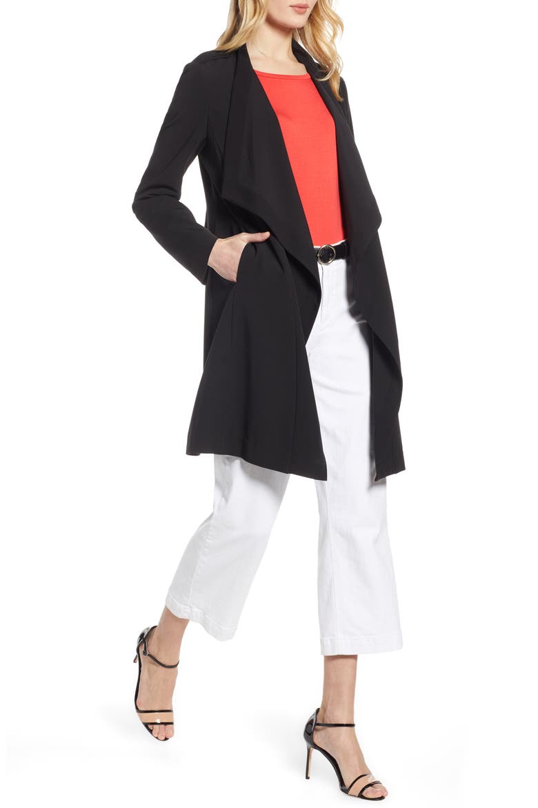 Drape Front Lightweight Jacket, Main, color, BLACK