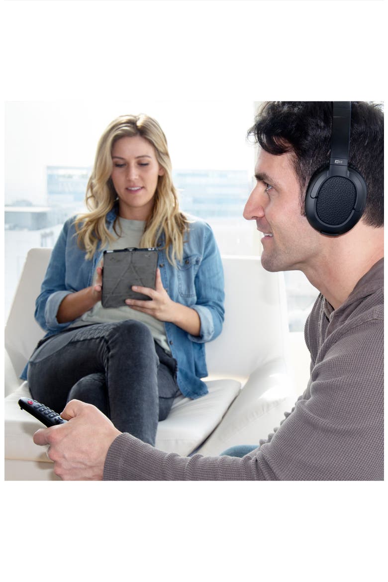Connect T1CMA Bluetooth Transmitter & Headphones Bundle for TV, Alternate, color, Black
